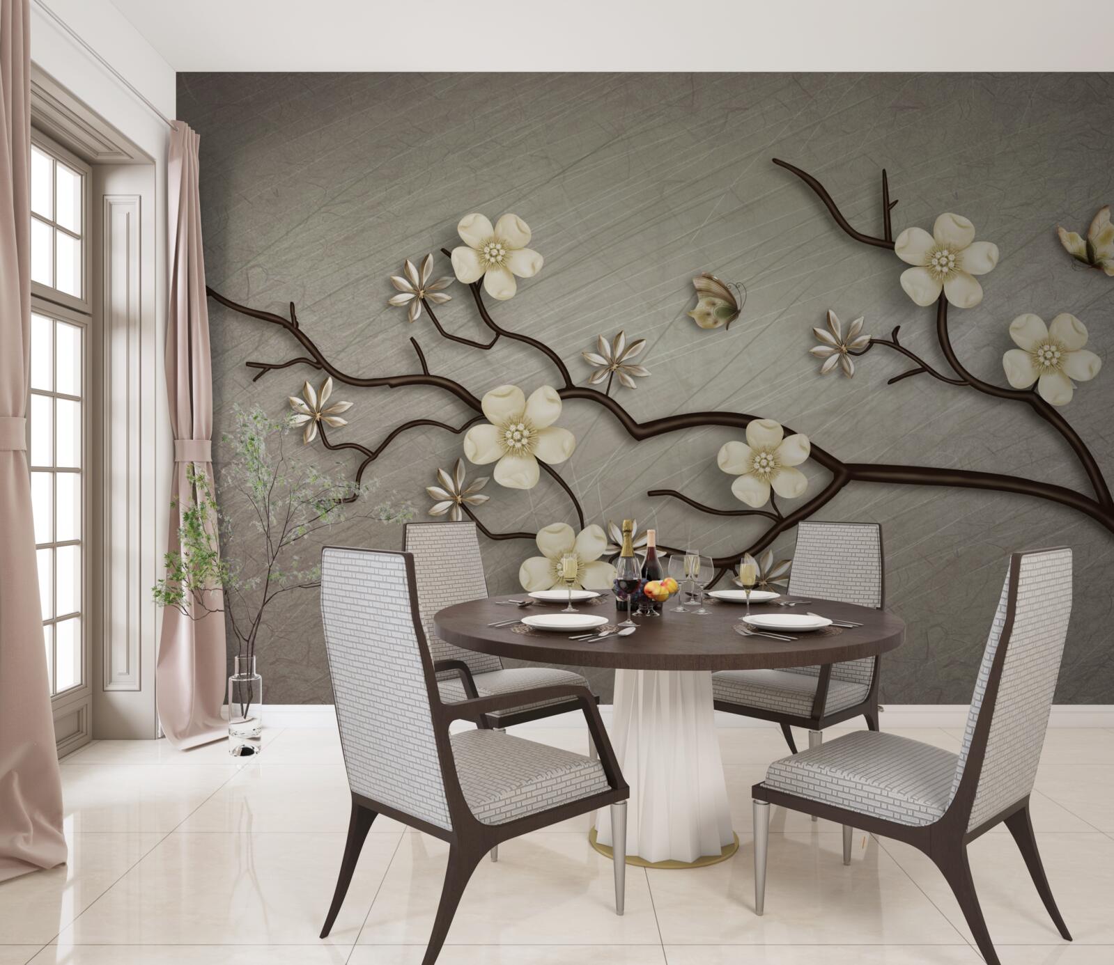 Fototapeta gałąź magnolii kwitnąca białymi kwiatami