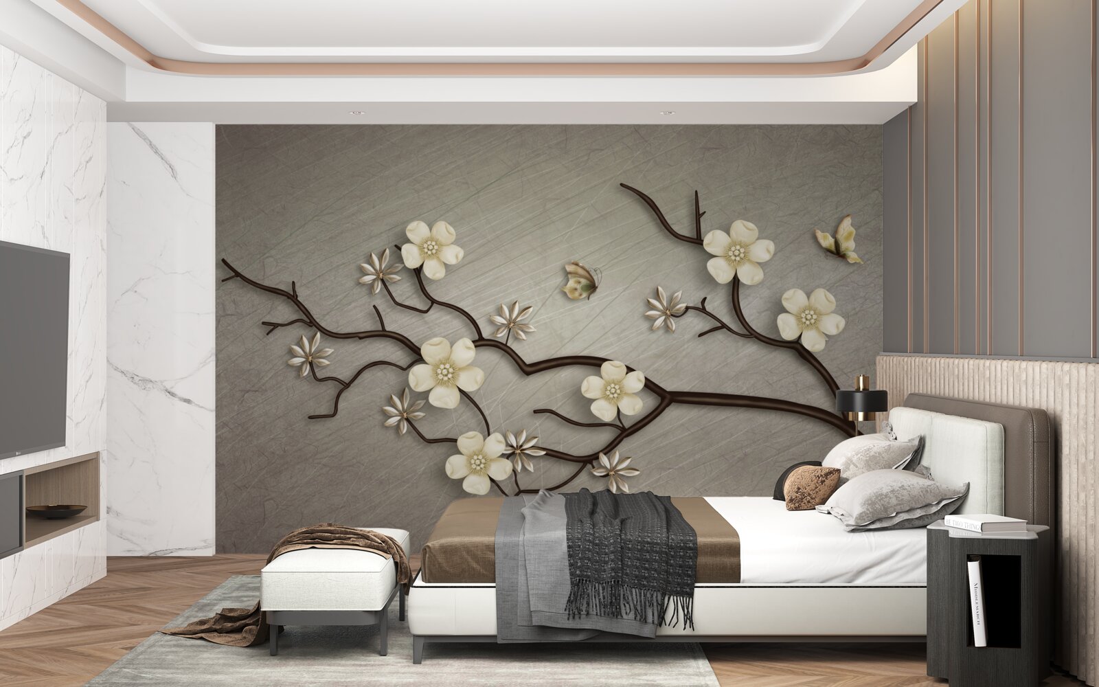 Fototapeta gałąź magnolii kwitnąca białymi kwiatami