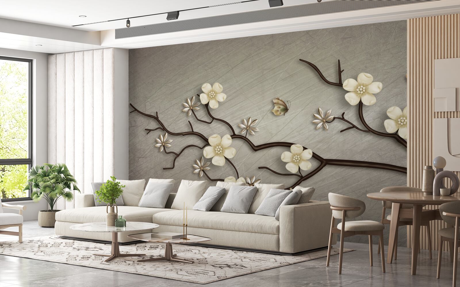 Fototapeta gałąź magnolii kwitnąca białymi kwiatami