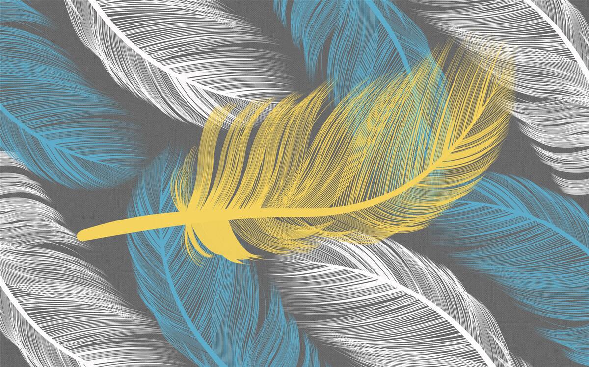 Fototapeta wśród bieli i światła wyróżnia się złote pióro