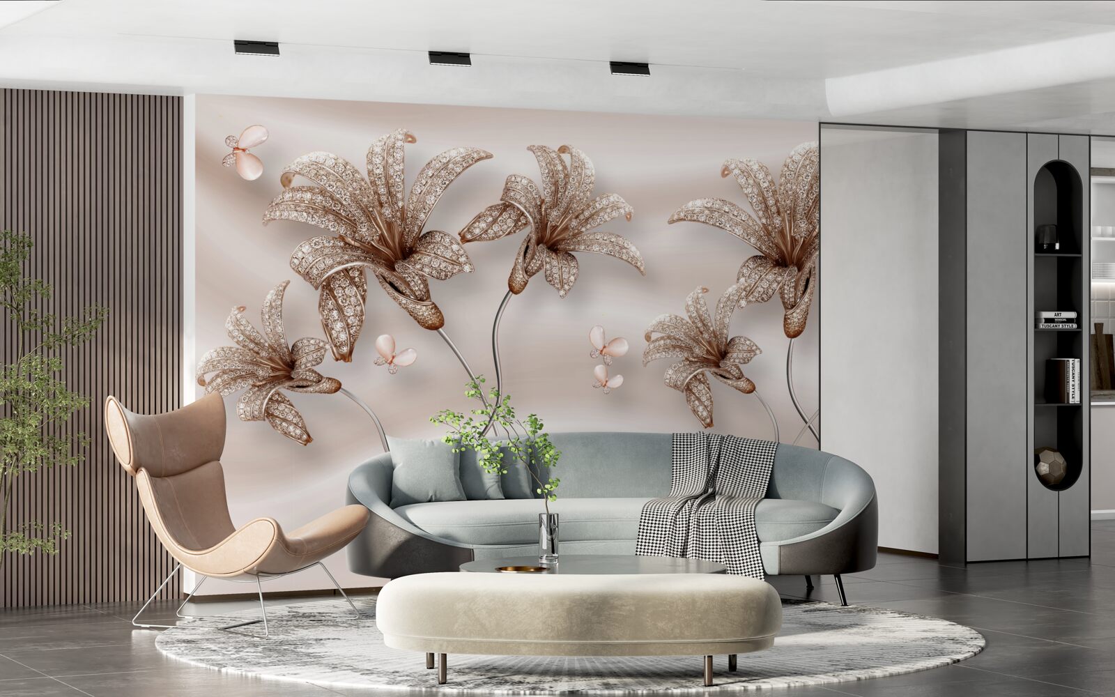 Fototapeta eleganckie kwiaty lilii na jedwabnym płótnie