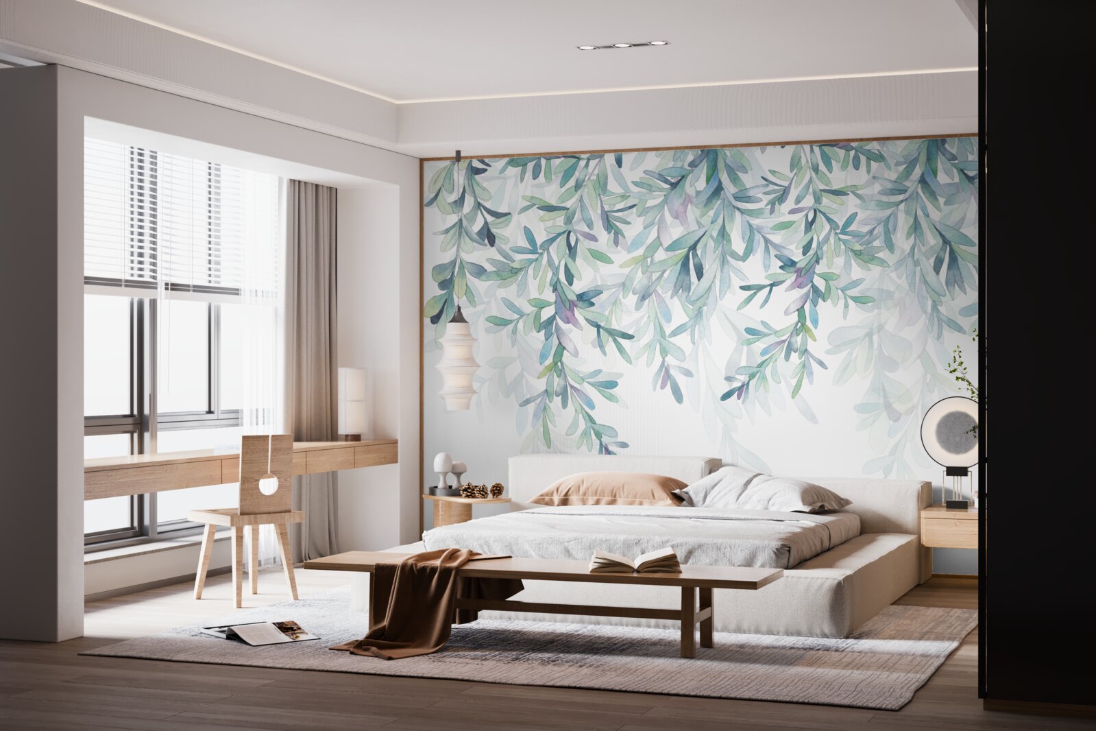 Fototapeta liście na gałęziach zmieniają kolor na zielony