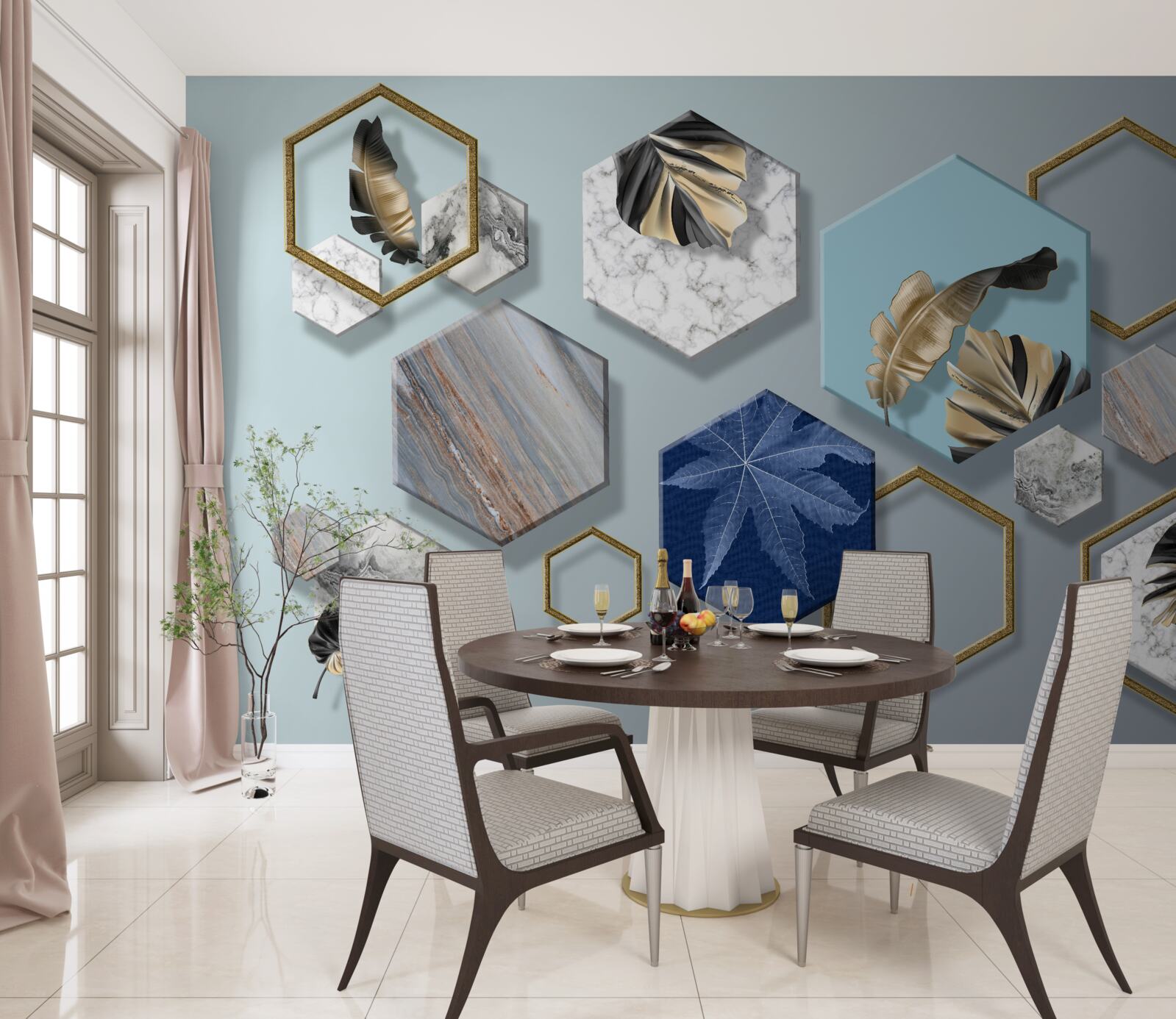 Fototapeta sześciokąty o różnej zawartości