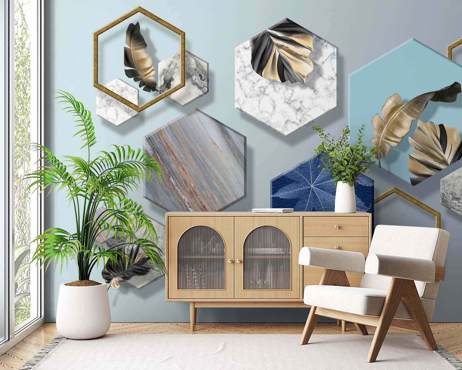 Fototapeta sześciokąty o różnej zawartości