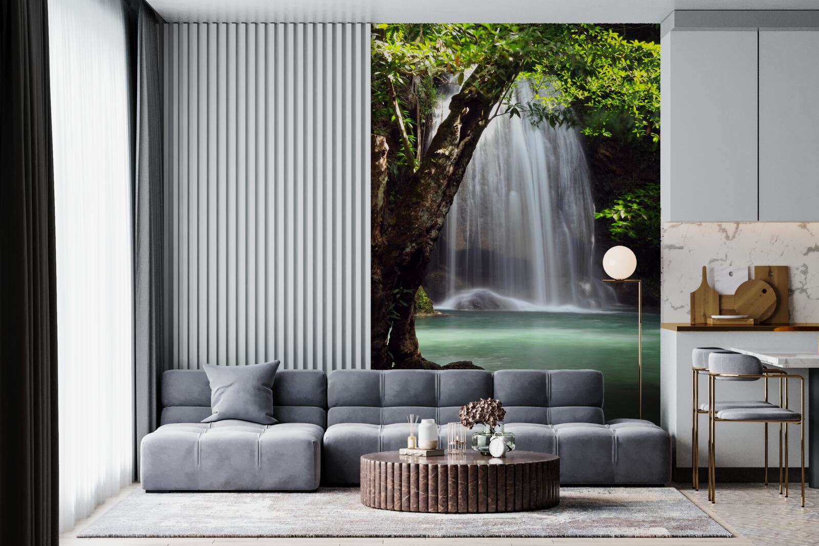 Fototapeta erawan, wodospad w leśnym obszarze tajlandii, znajduje się w kanchanaburi