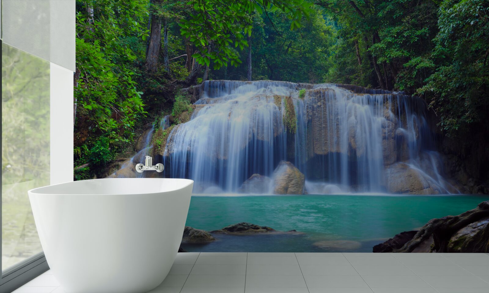 Fototapeta wodospad erawan w kanchanaburi w tajlandii