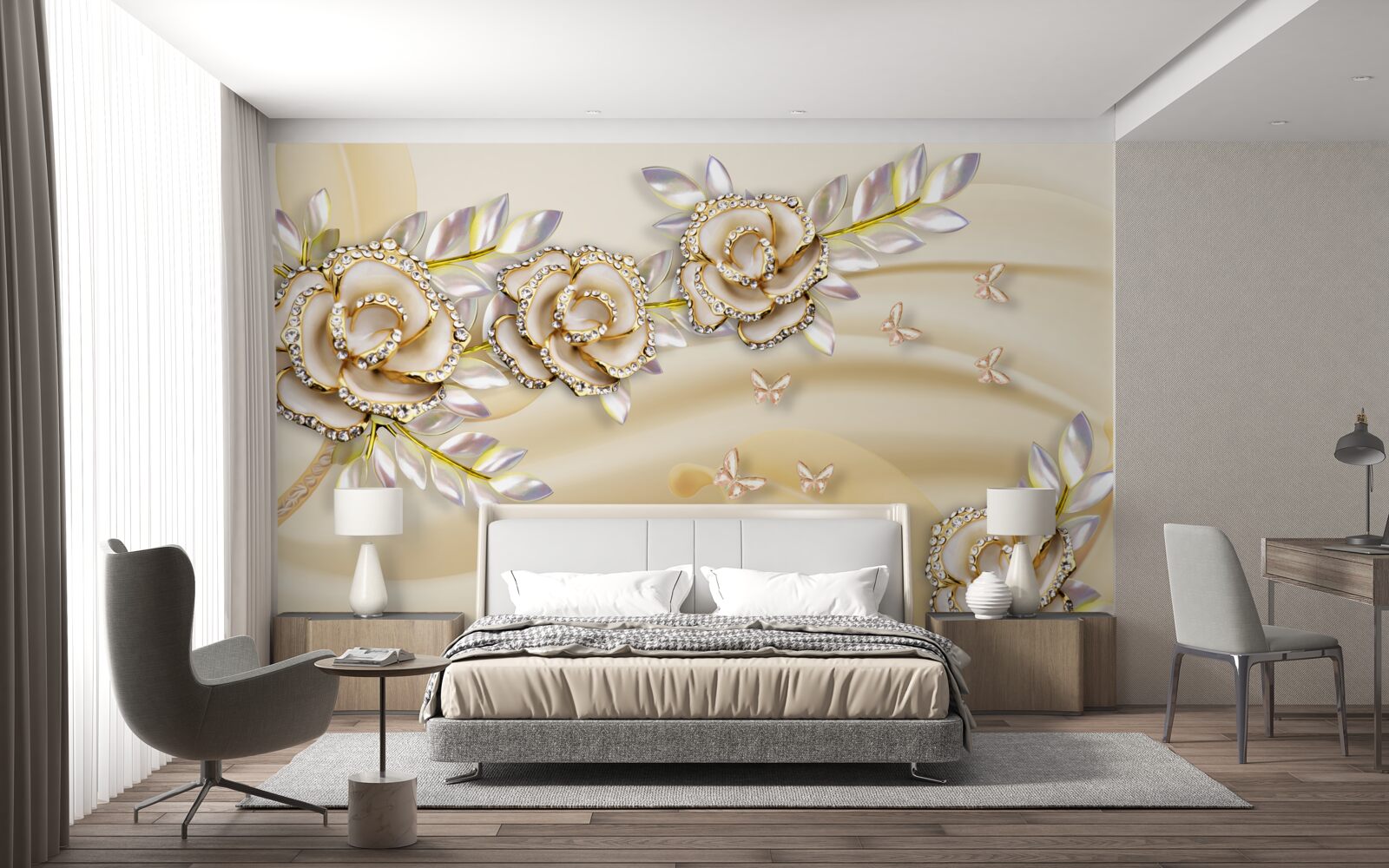 Fototapeta gałąź złotego kwiatu