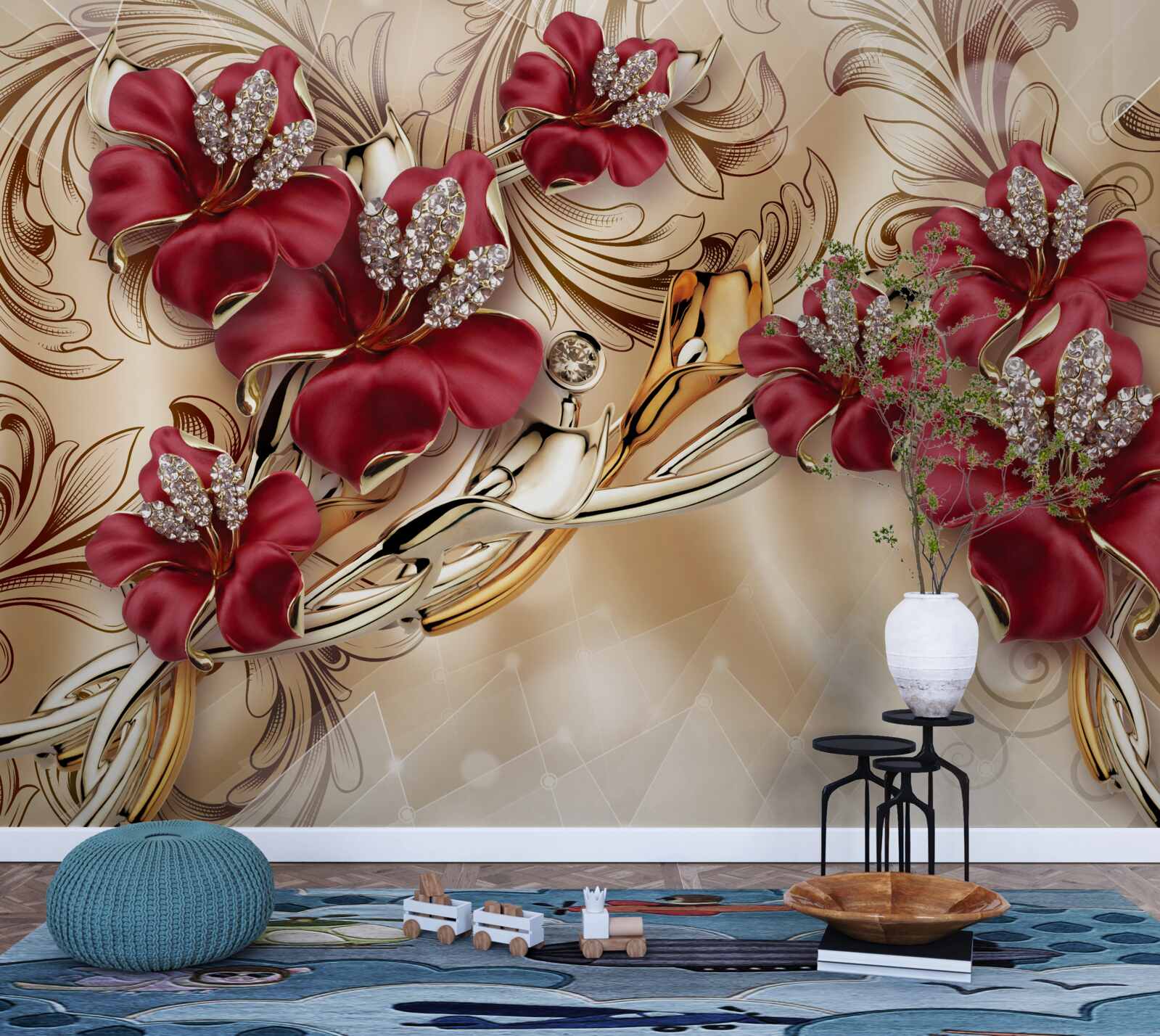 Fototapeta lilie w bordowym odcieniu królewskiej wielkości