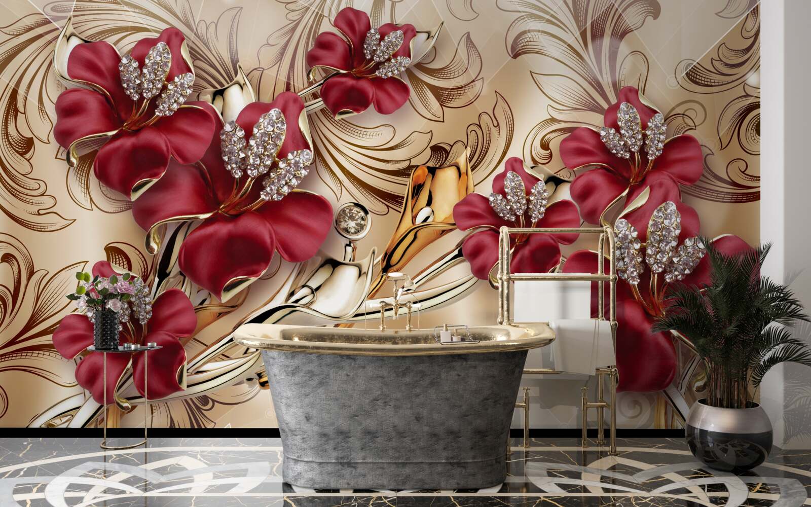 Fototapeta lilie w bordowym odcieniu królewskiej wielkości