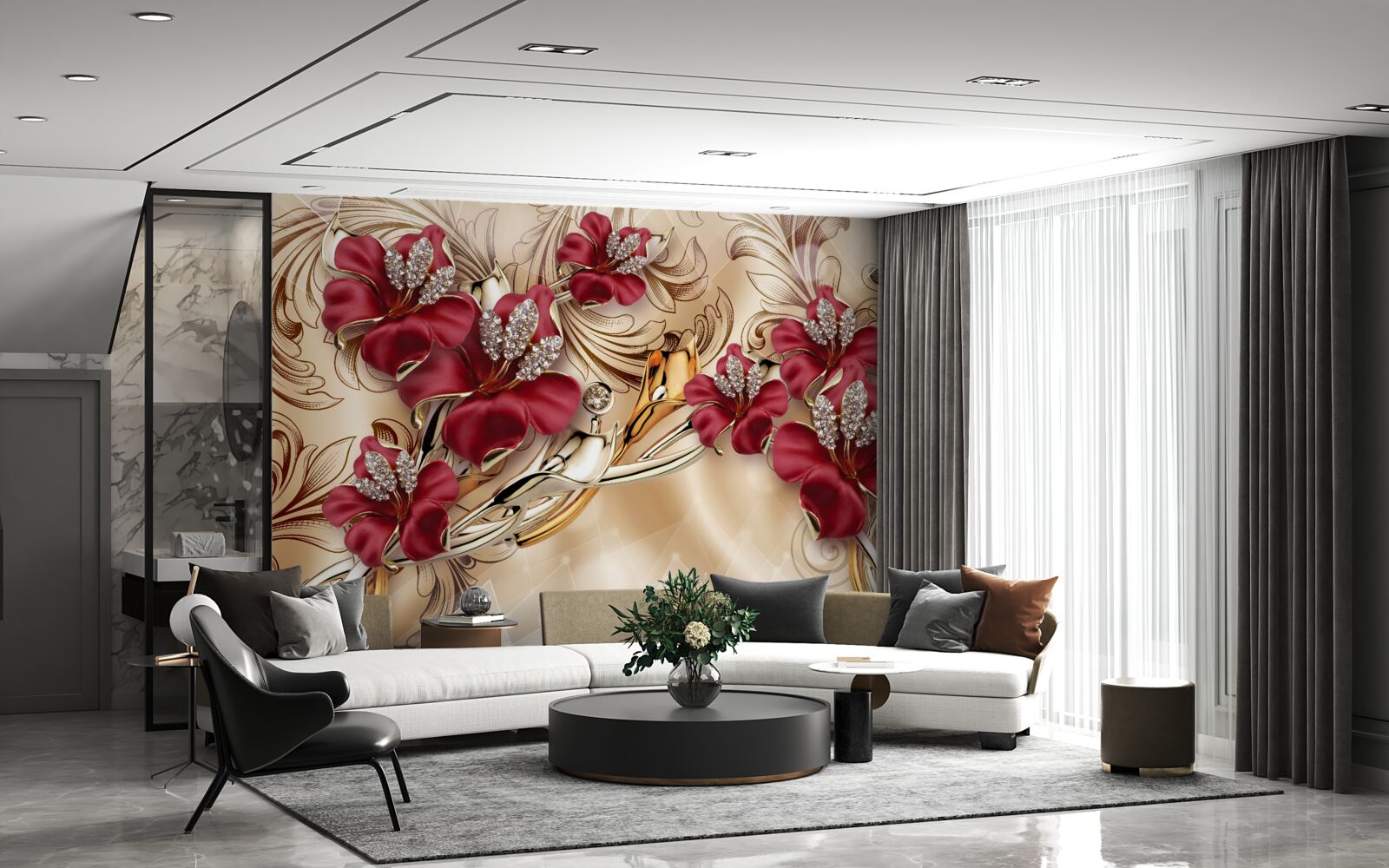 Fototapeta lilie w bordowym odcieniu królewskiej wielkości