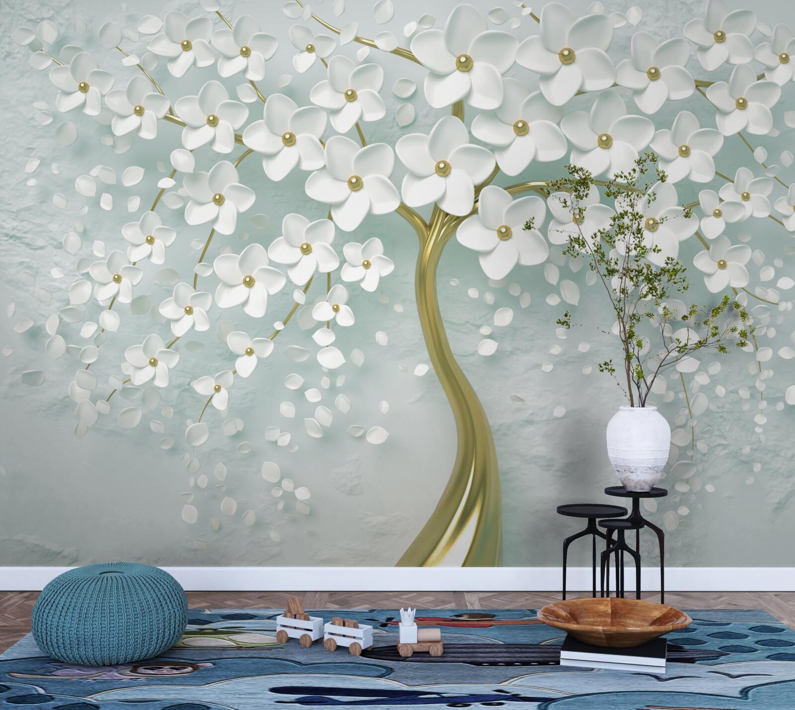 Fototapeta kwiat z białymi strojami na gałęzi drzewa