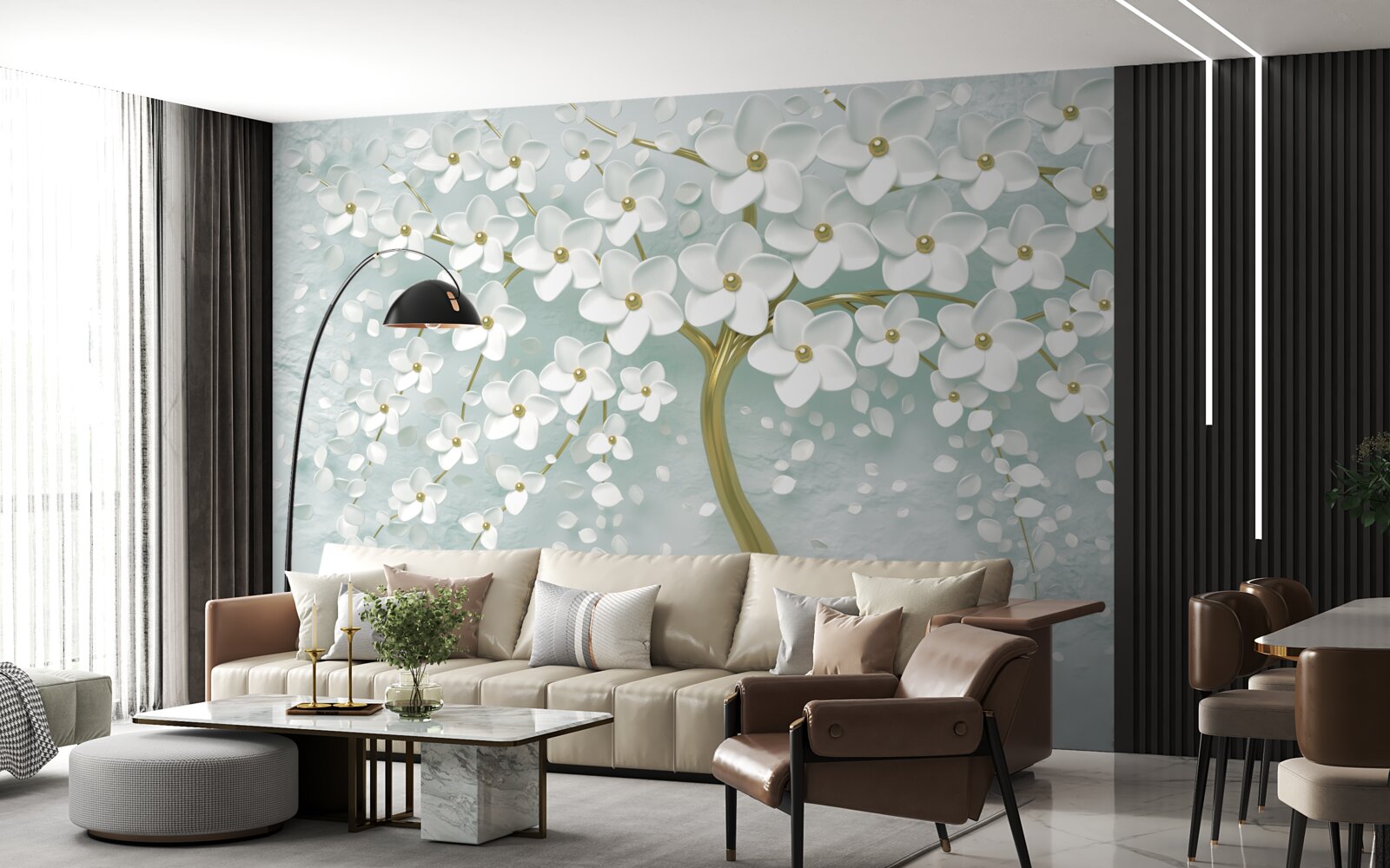 Fototapeta kwiat z białymi strojami na gałęzi drzewa