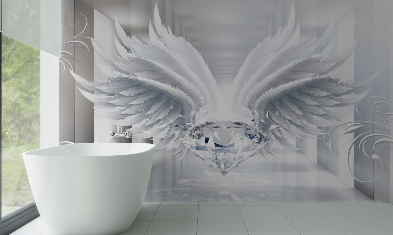 Fototapeta Ściana, pióro i biały kolor