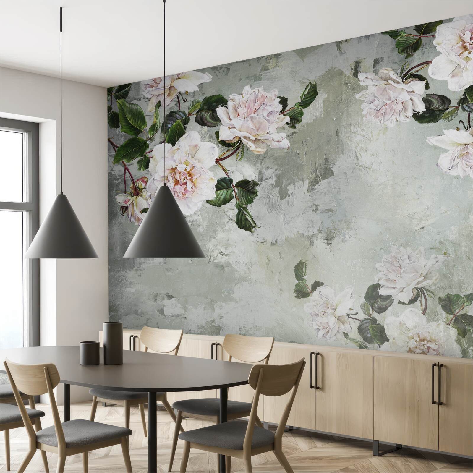 Fototapeta kwiat w pobliżu ściany