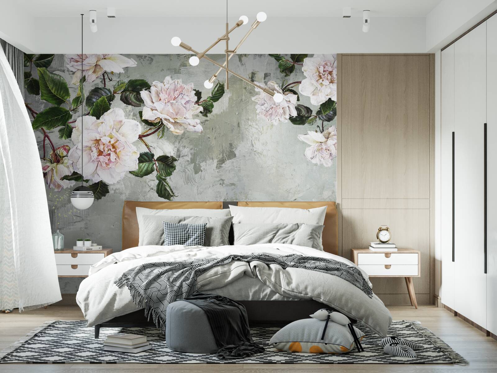 Fototapeta kwiat w pobliżu ściany