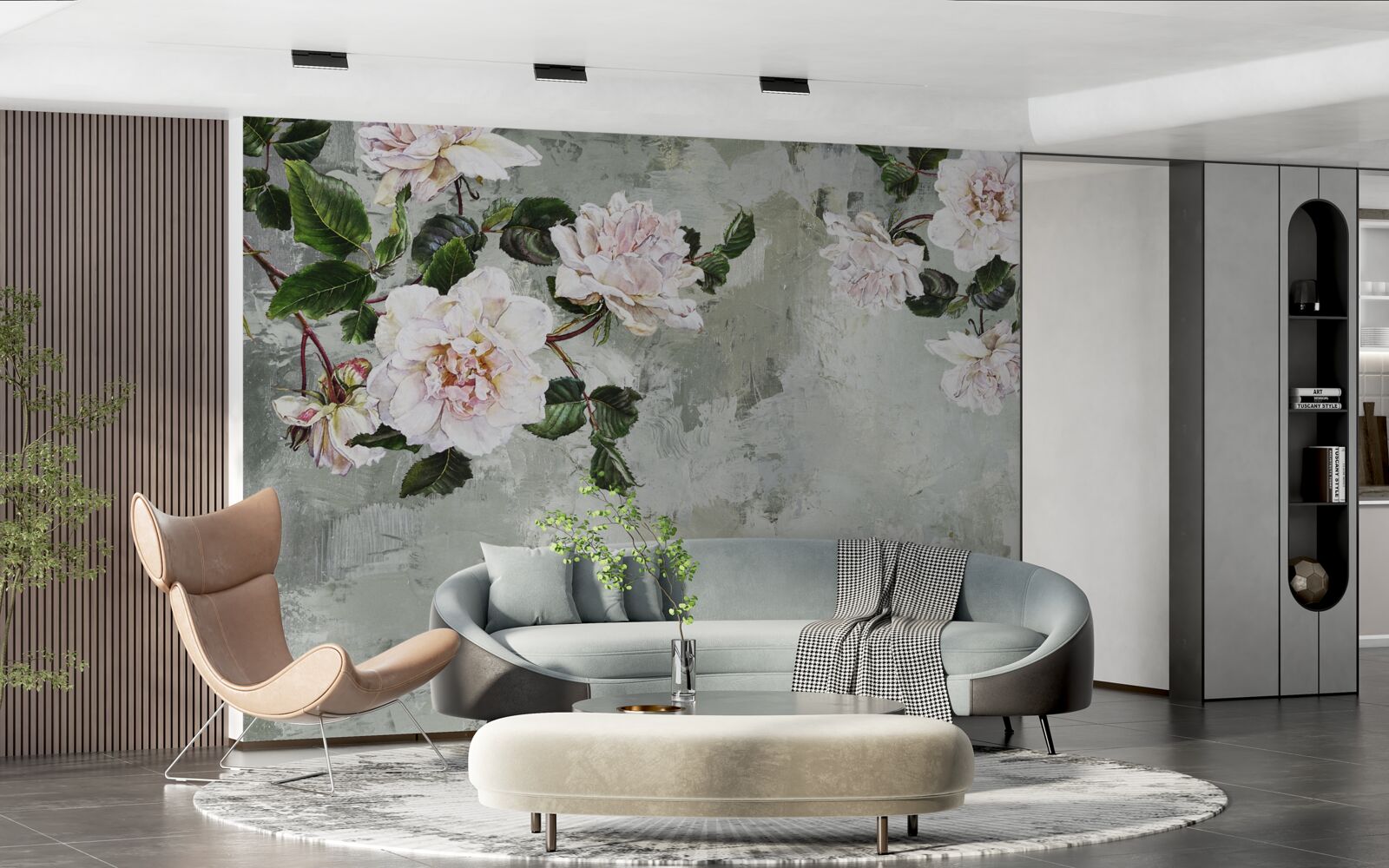 Fototapeta kwiat w pobliżu ściany