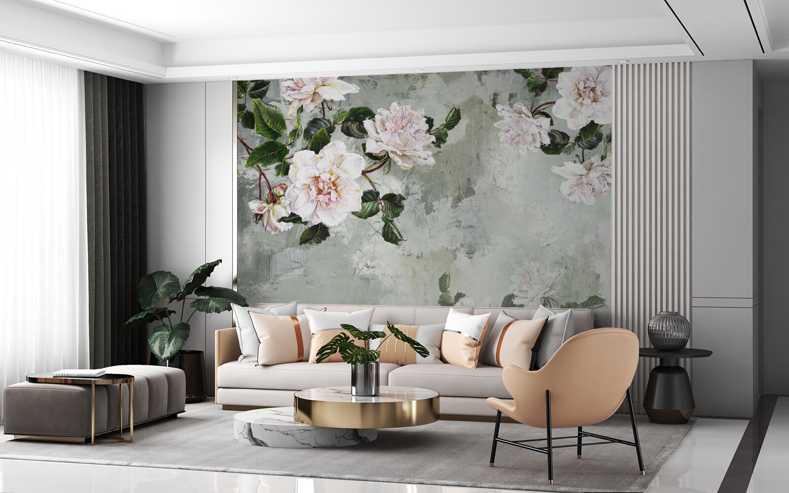 Fototapeta kwiat w pobliżu ściany