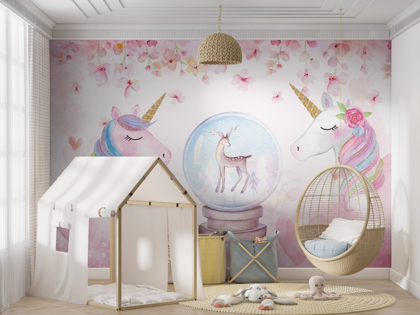 Fototapeta w pokoju dziecięcym znajdują się jednorożce