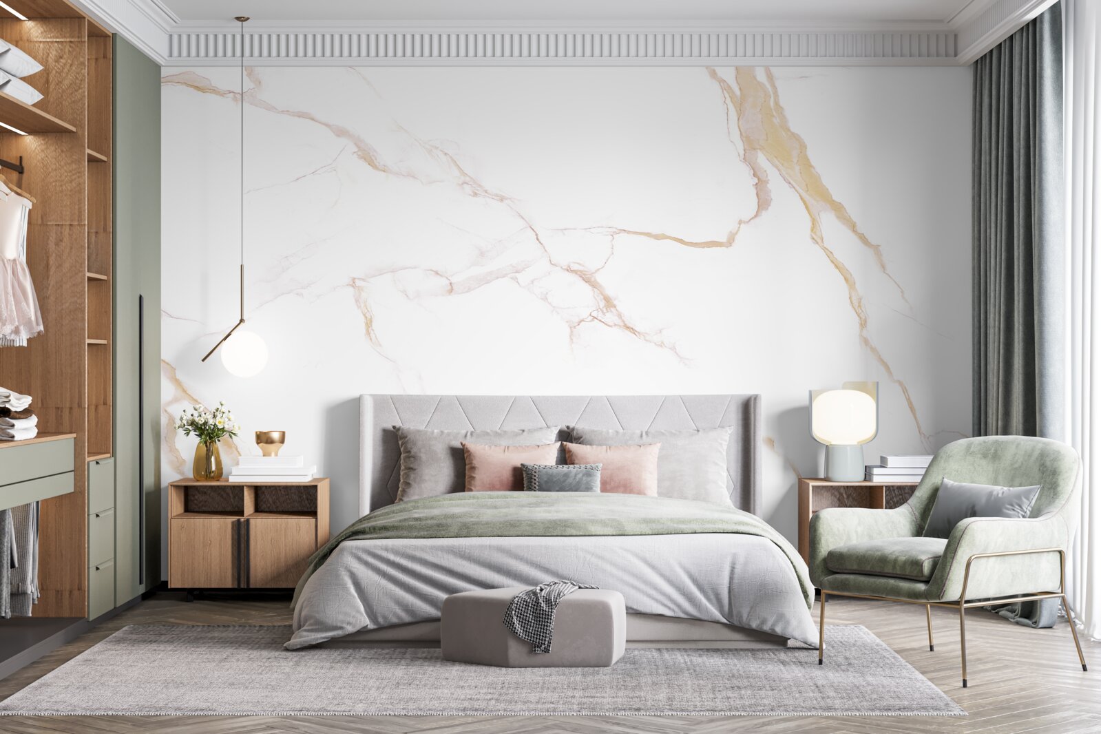 Fototapeta z marmurem w odcieniach bieli i beżu