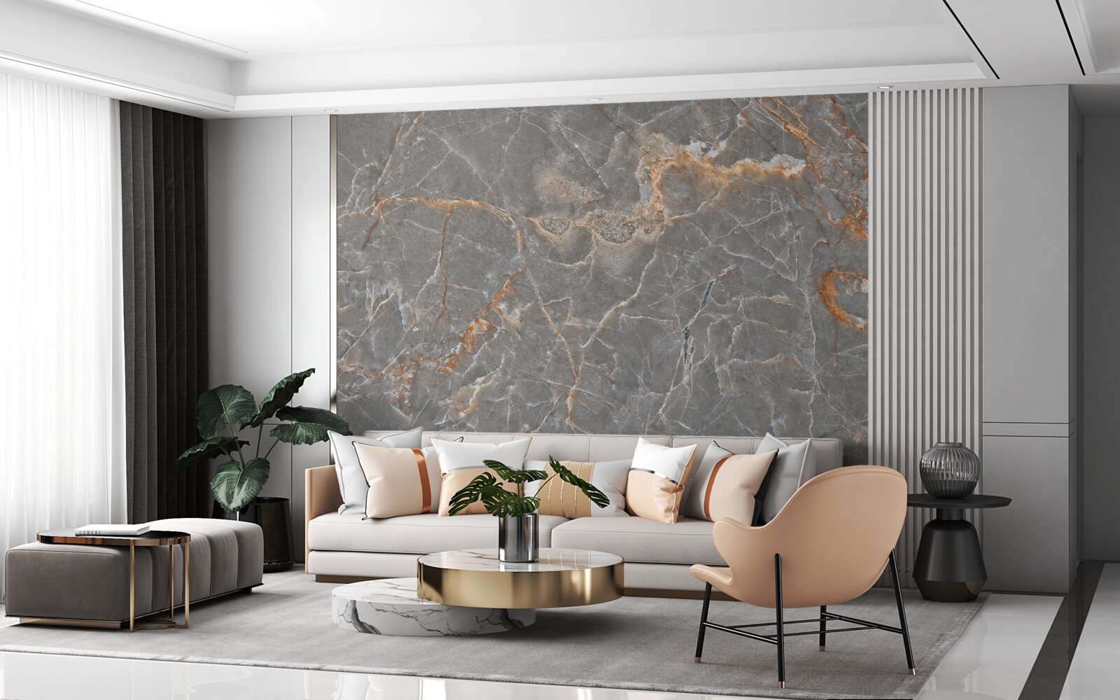 Fototapeta marmur złoty i srebrny