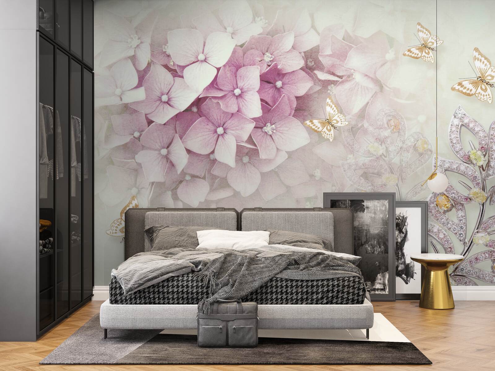 Fototapeta motyle i pąki róż