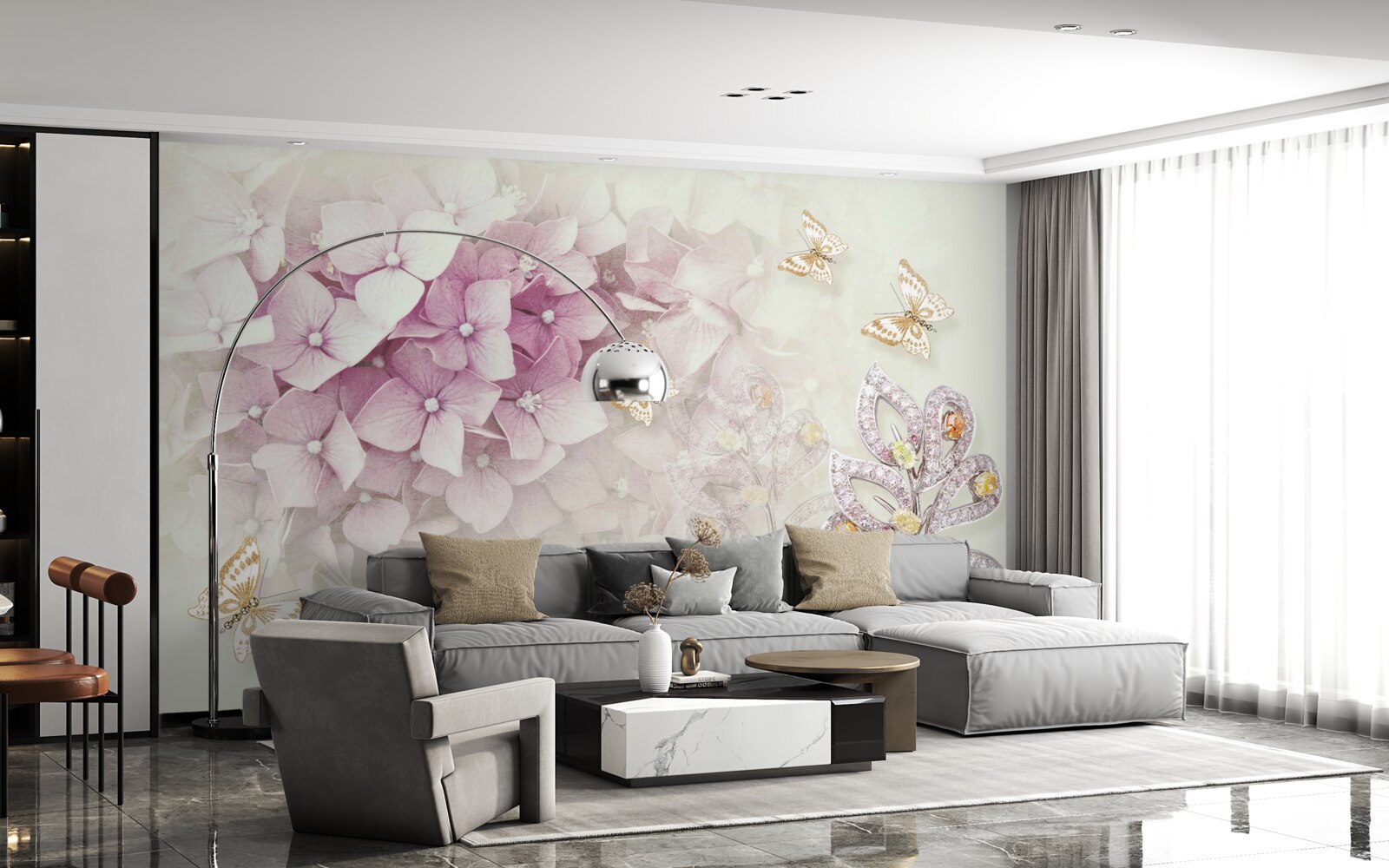 Fototapeta motyle i pąki róż