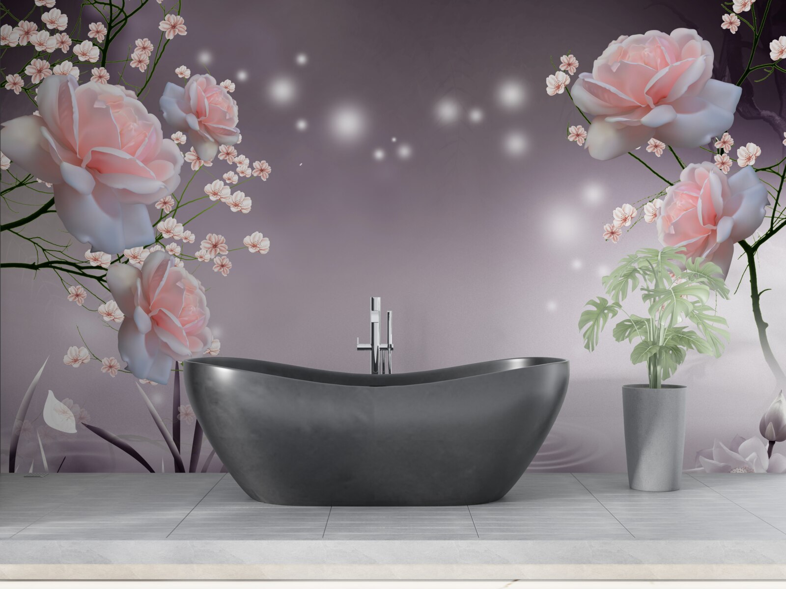 Fototapeta bukiety i gwiaździsta przestrzeń