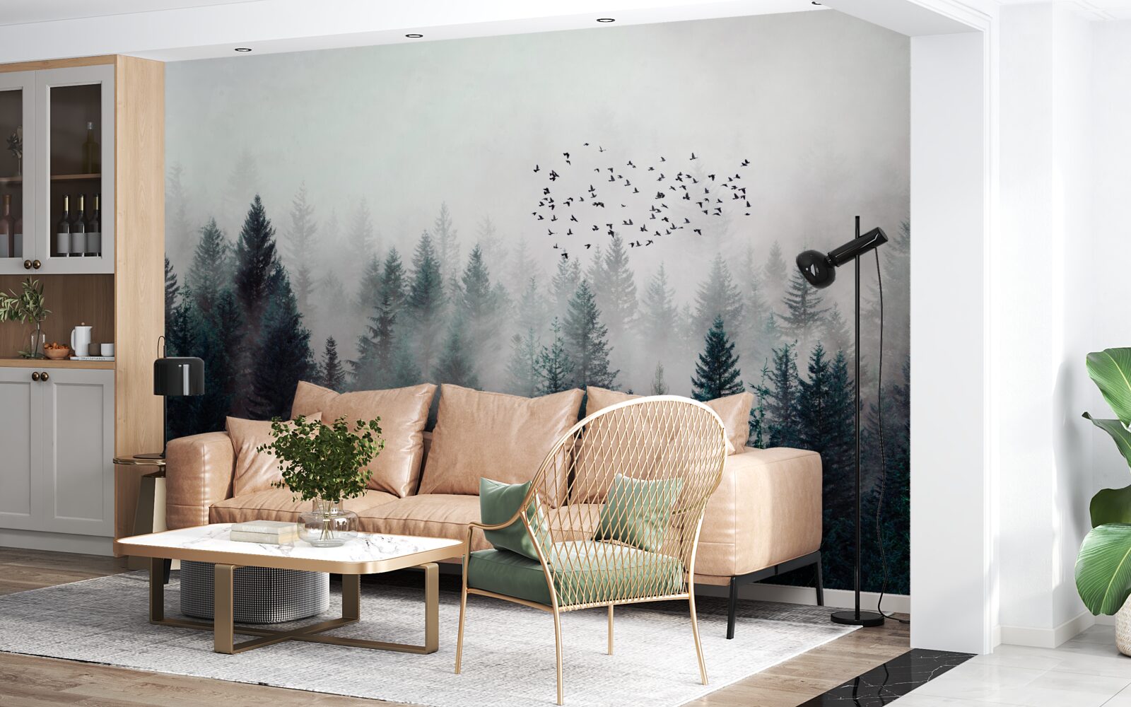 Fototapeta ptaki i choinki