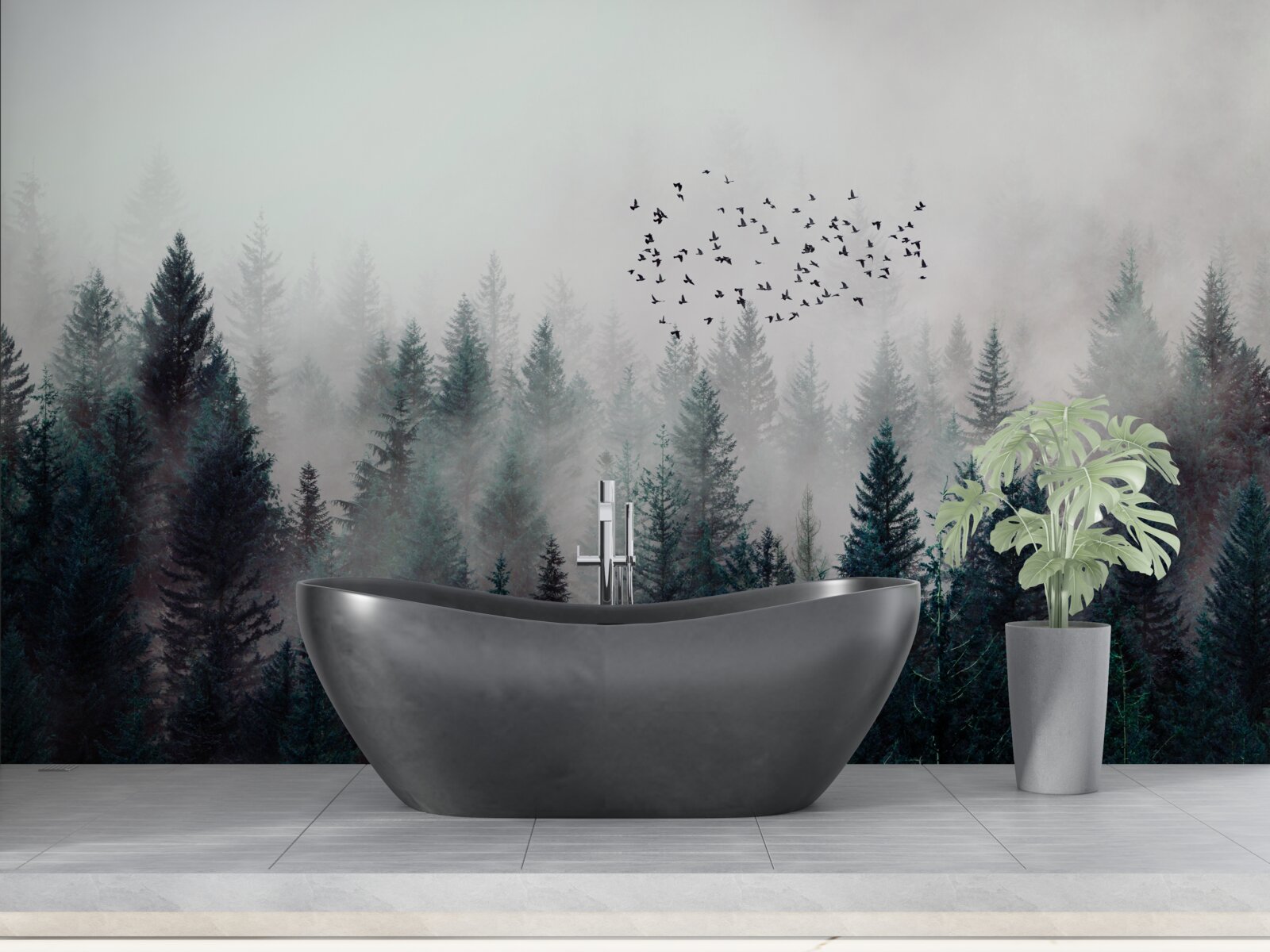 Fototapeta ptaki i choinki