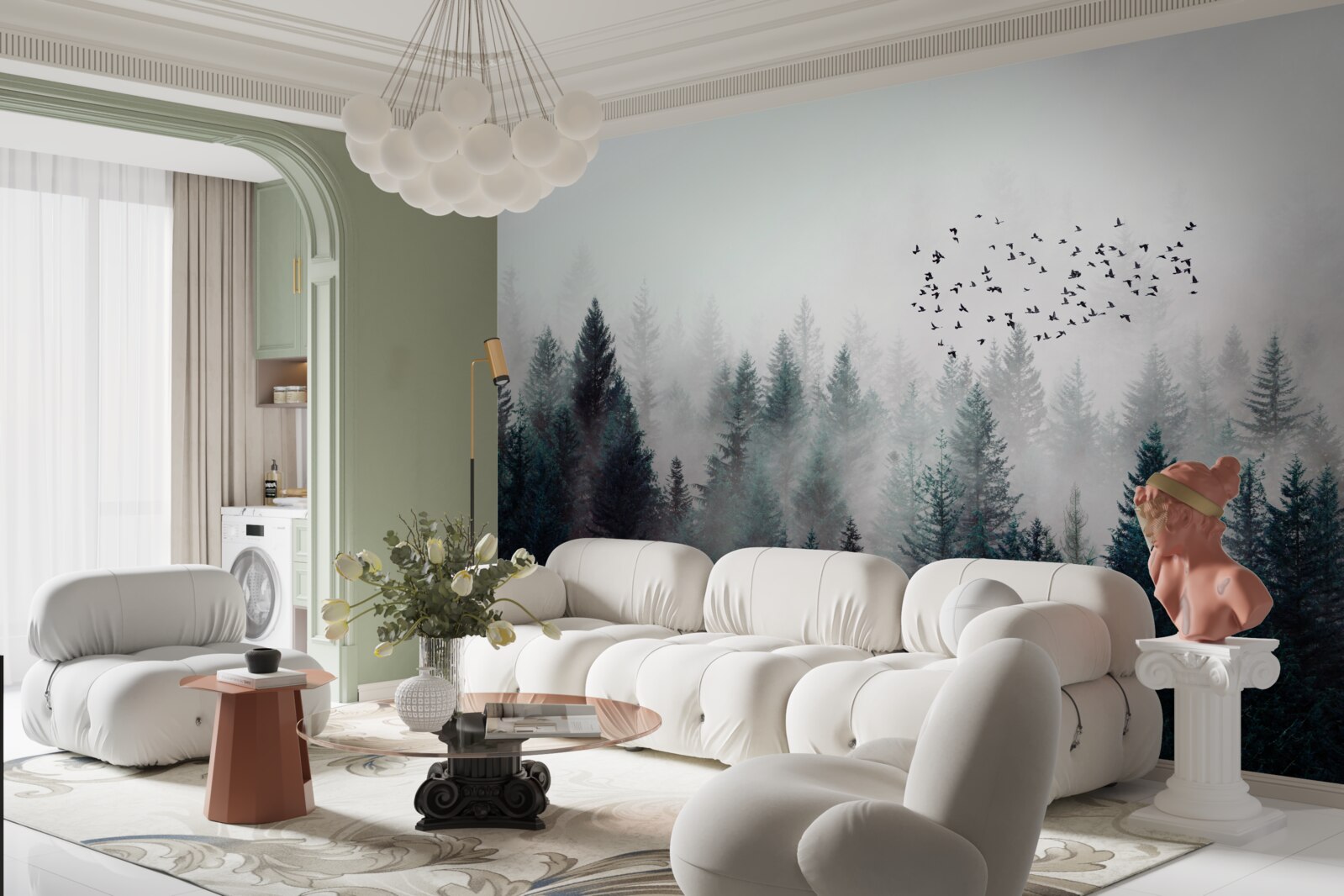 Fototapeta ptaki i choinki