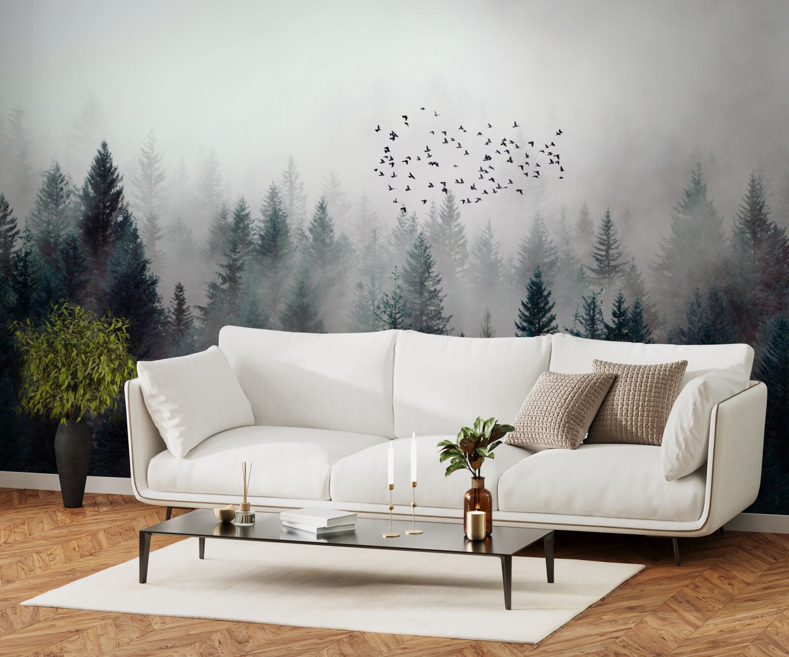 Fototapeta ptaki i choinki