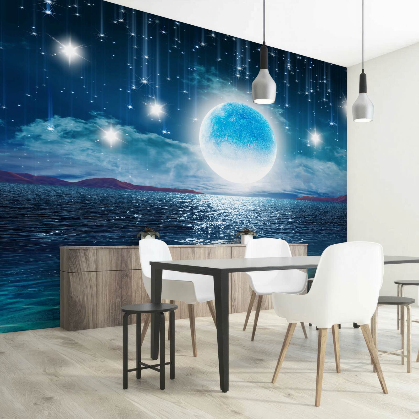 Fototapeta gwiazdy i księżyc są w fazie pełnej