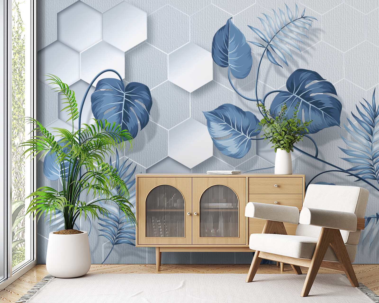 Fototapeta niebieskie liście