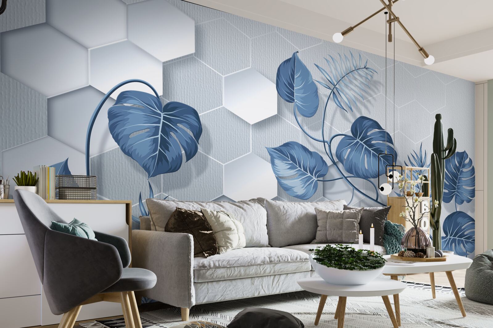 Fototapeta niebieskie liście