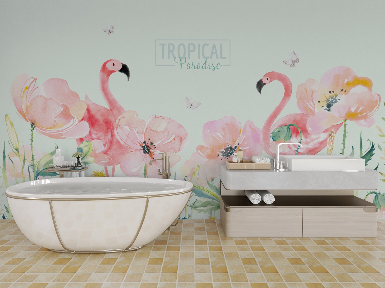 Fototapeta flaming to gatunek ptaka, który potrafi pływać