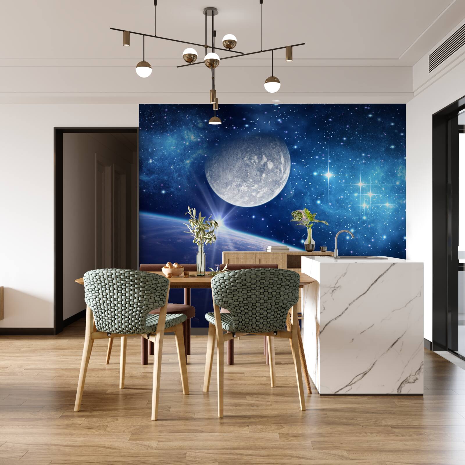 Fototapeta wszechświat, przestrzeń gwiaździsta i warstwa powietrza