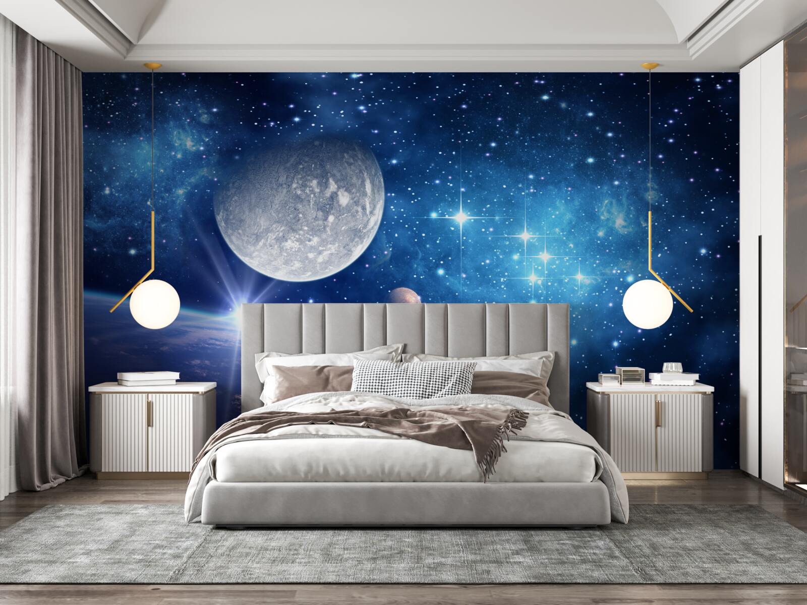 Fototapeta wszechświat, przestrzeń gwiaździsta i warstwa powietrza