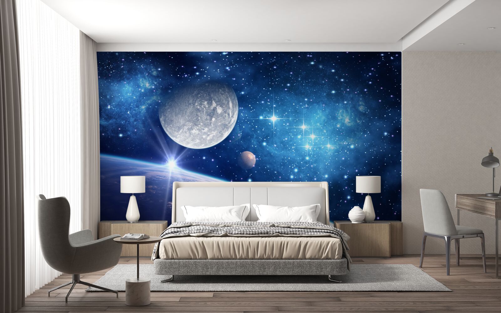 Fototapeta wszechświat, przestrzeń gwiaździsta i warstwa powietrza