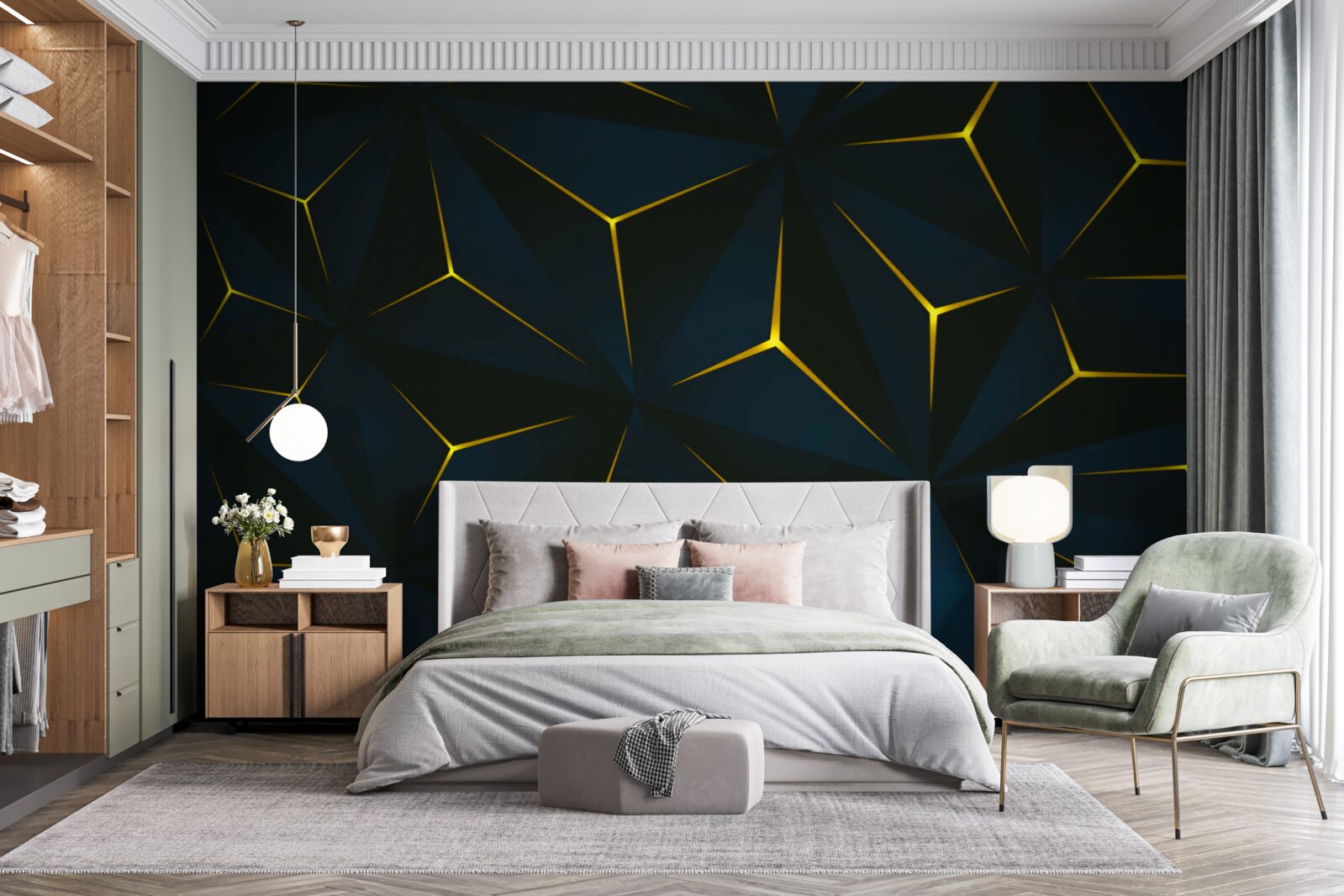 Fototapeta złote wstawki, których integralność została naruszona