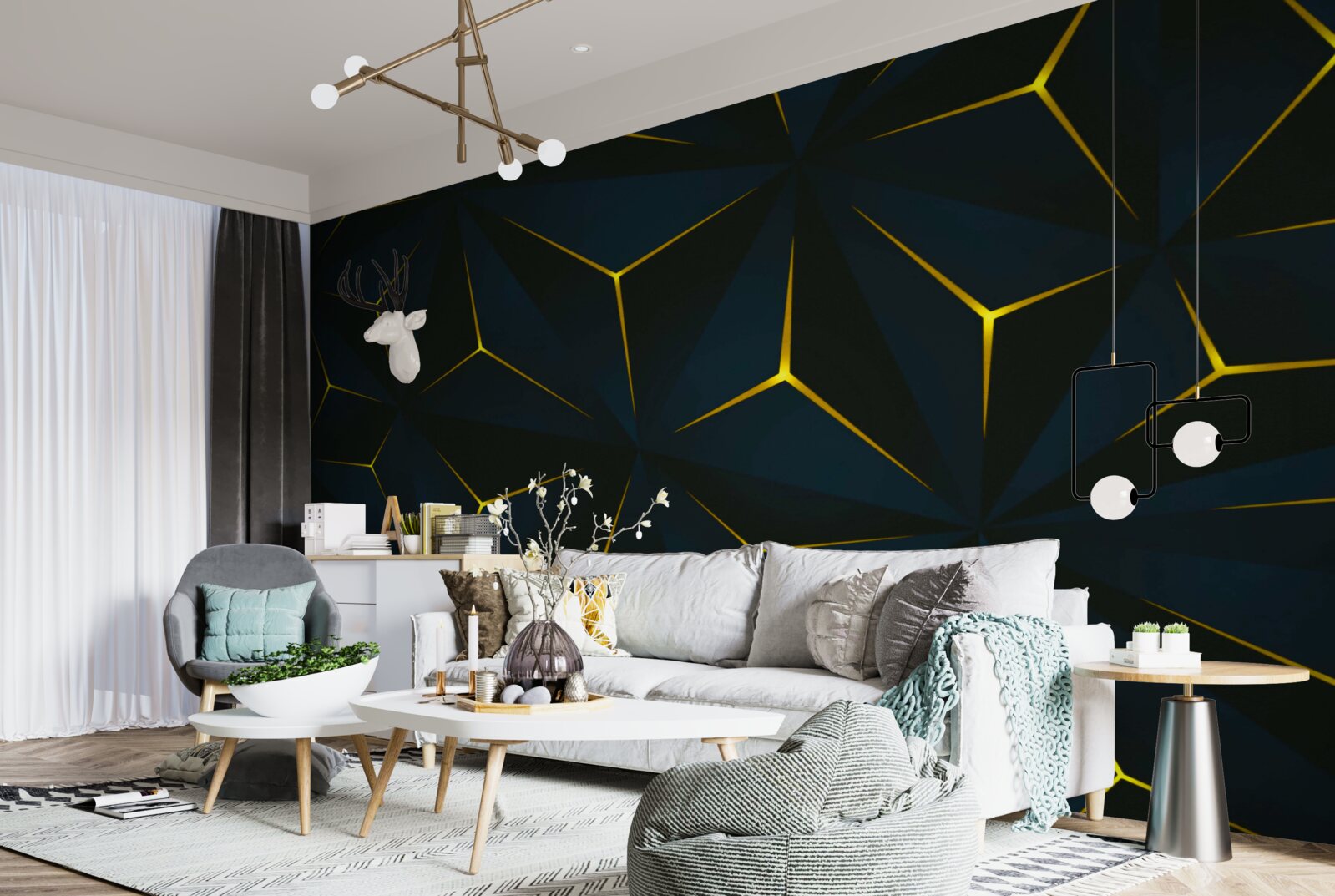 Fototapeta złote wstawki, których integralność została naruszona