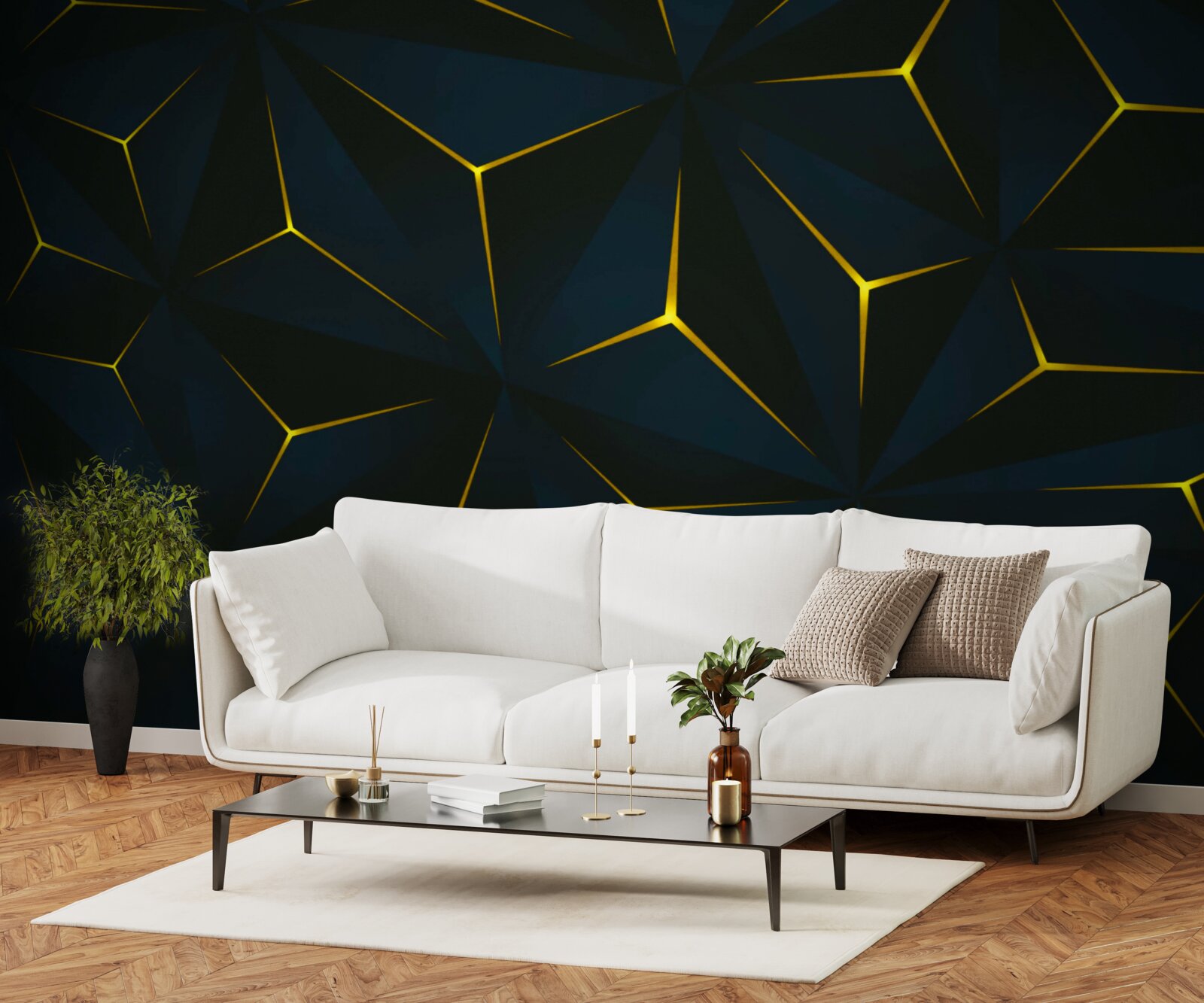 Fototapeta złote wstawki, których integralność została naruszona