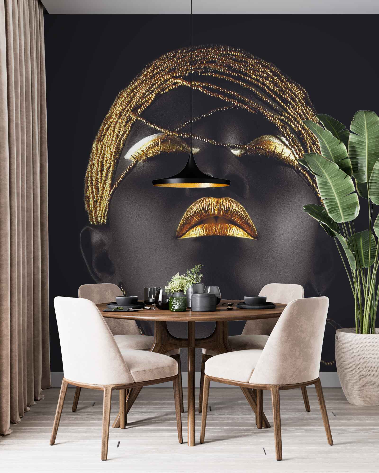 Fototapeta pani ze złotą biżuterią