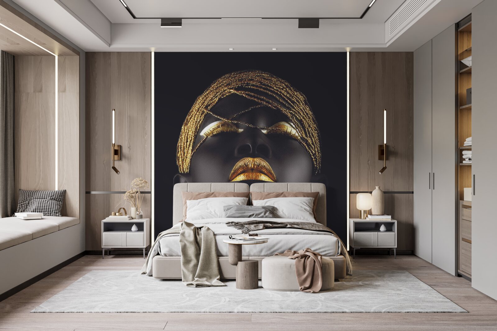 Fototapeta pani ze złotą biżuterią