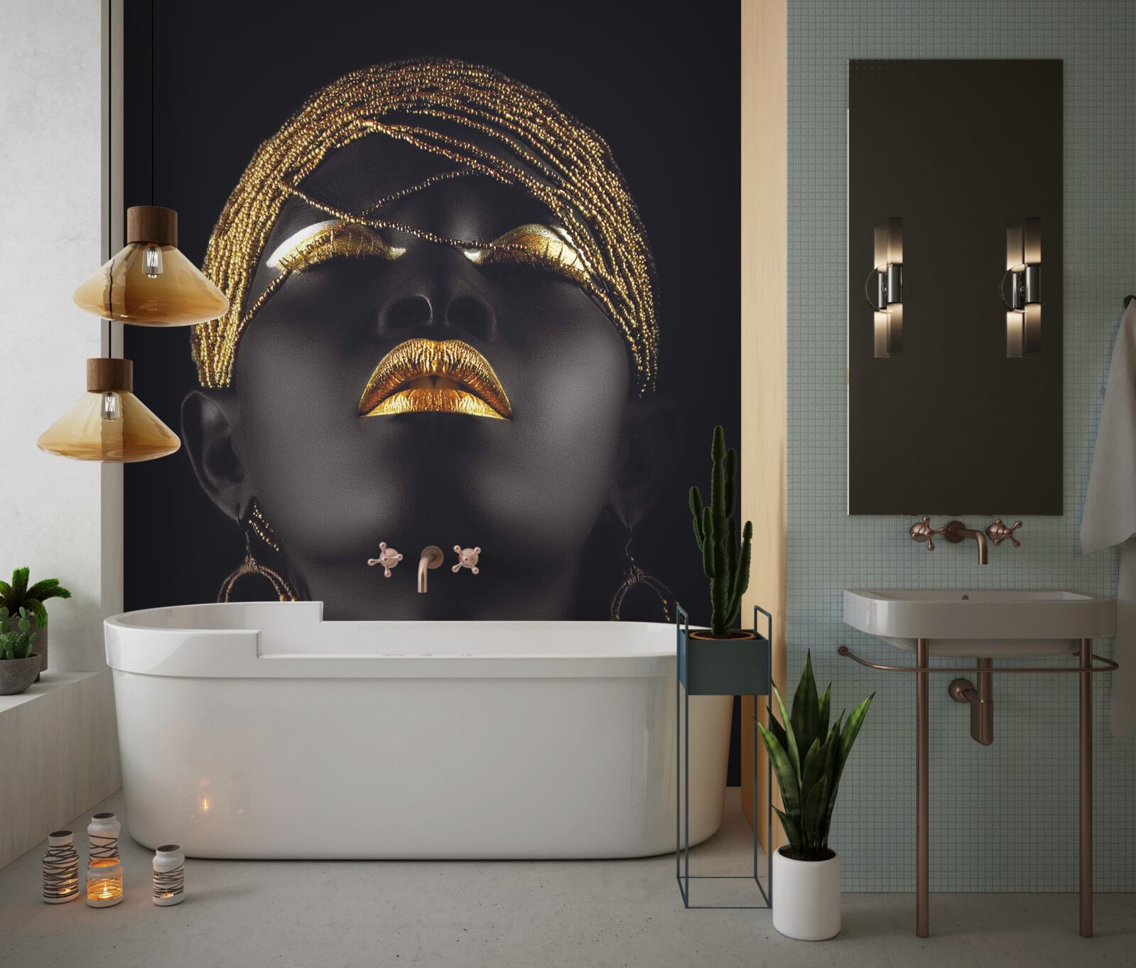 Fototapeta pani ze złotą biżuterią