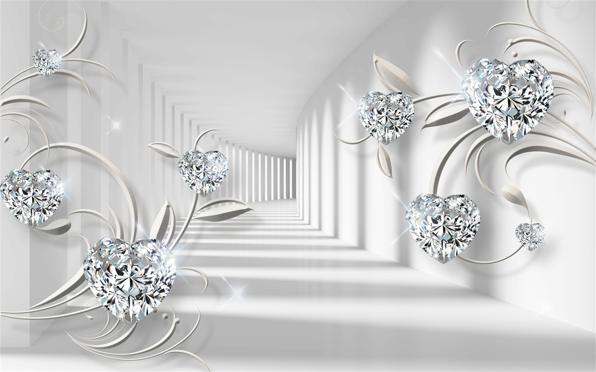 Fototapeta pokój w odcieniach bieli z diamentami