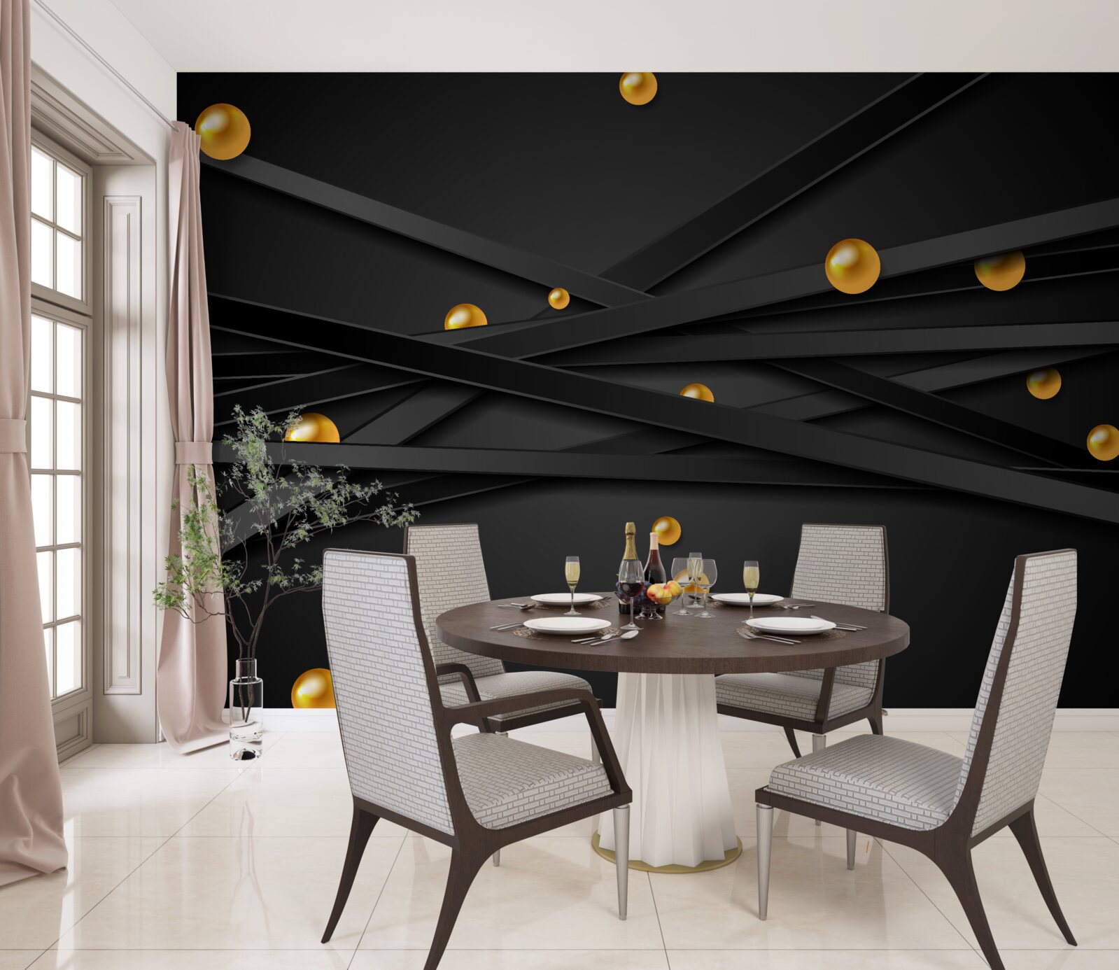 Fototapeta na ścianie wiszą złote kręgi