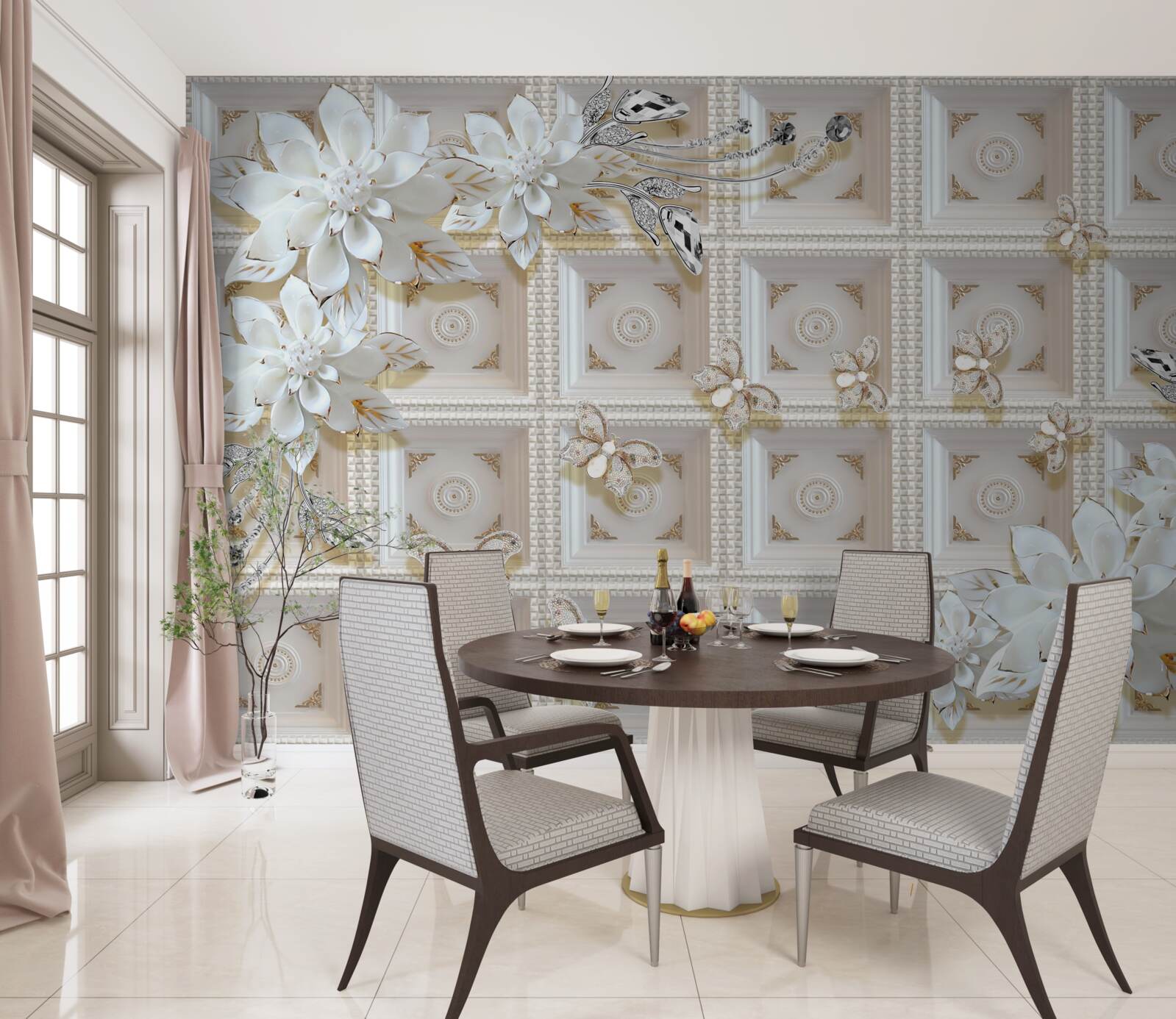 Fototapeta białe kwiaty na fototapecie na ścianę