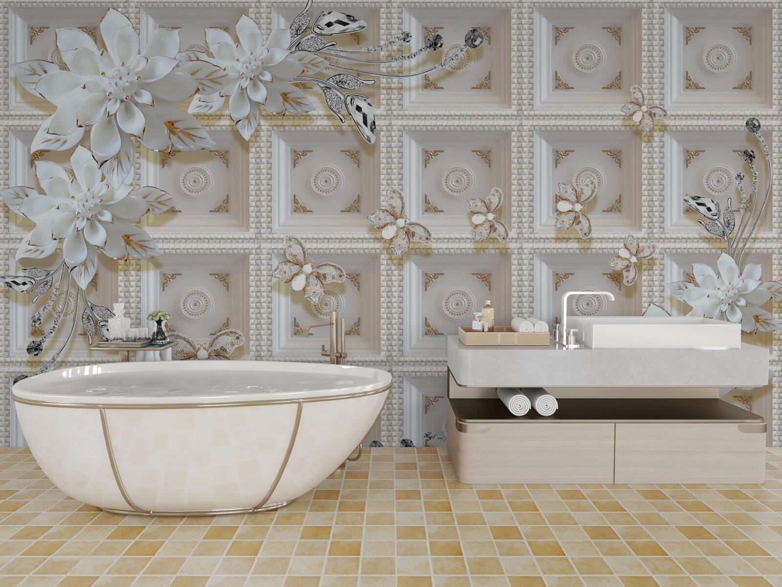 Fototapeta białe kwiaty na fototapecie na ścianę