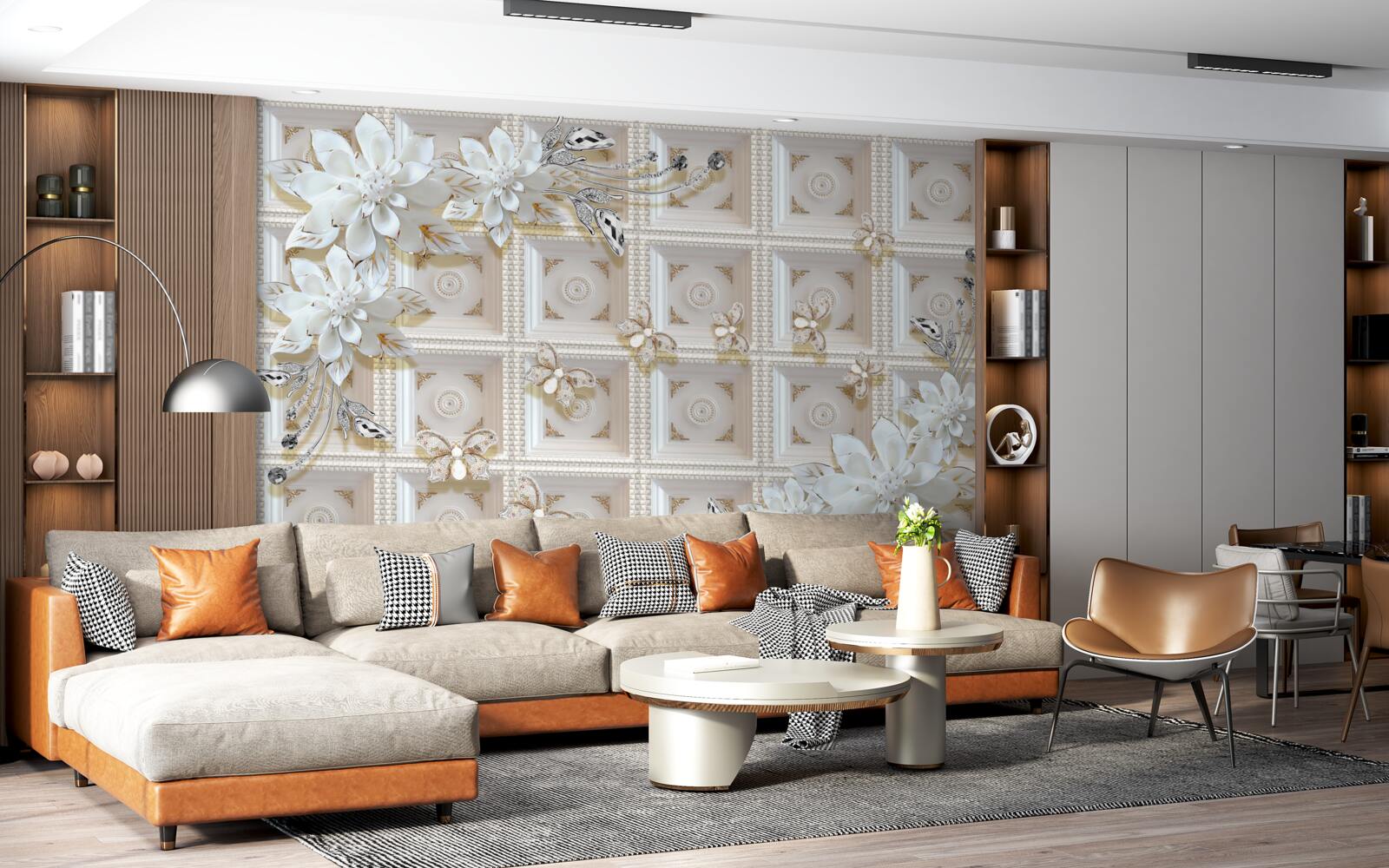 Fototapeta białe kwiaty na fototapecie na ścianę