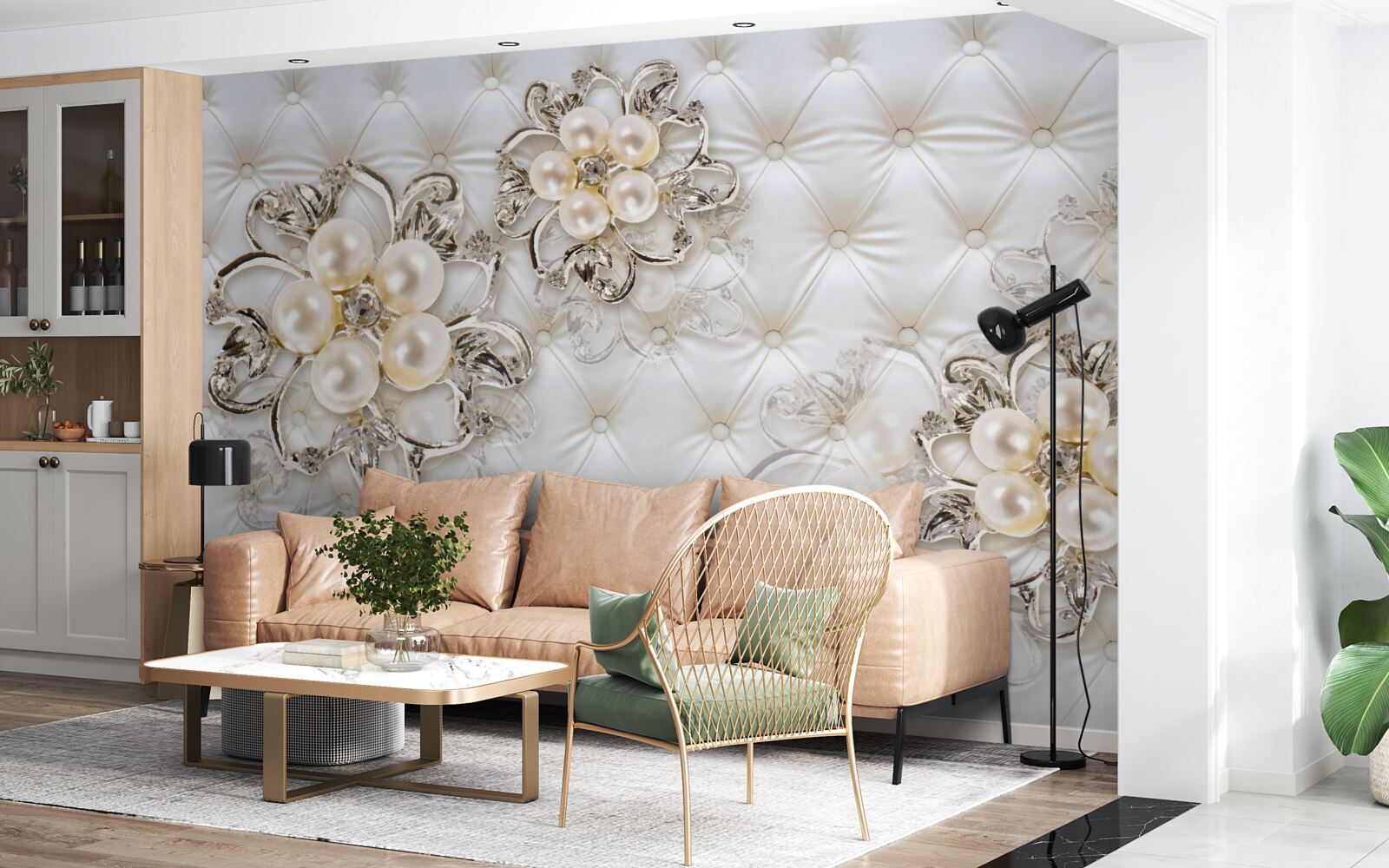 Fototapeta tapicerka z kwiatowym wzorem